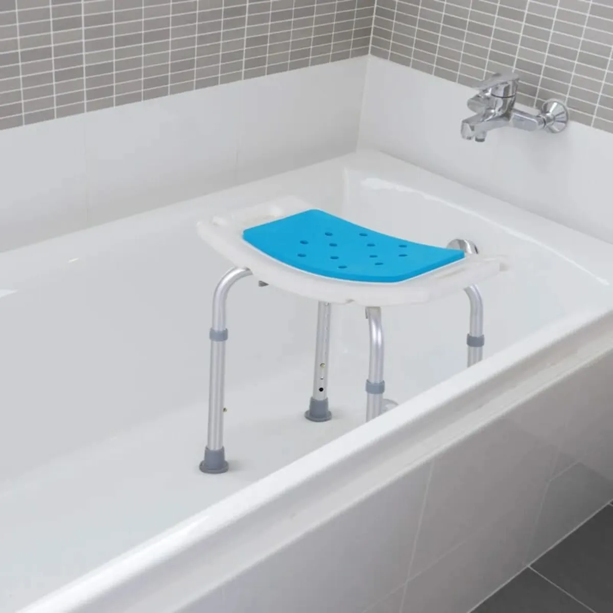 6-Level Height Adjustable Aluminium Bath Room Stoo - Image 3