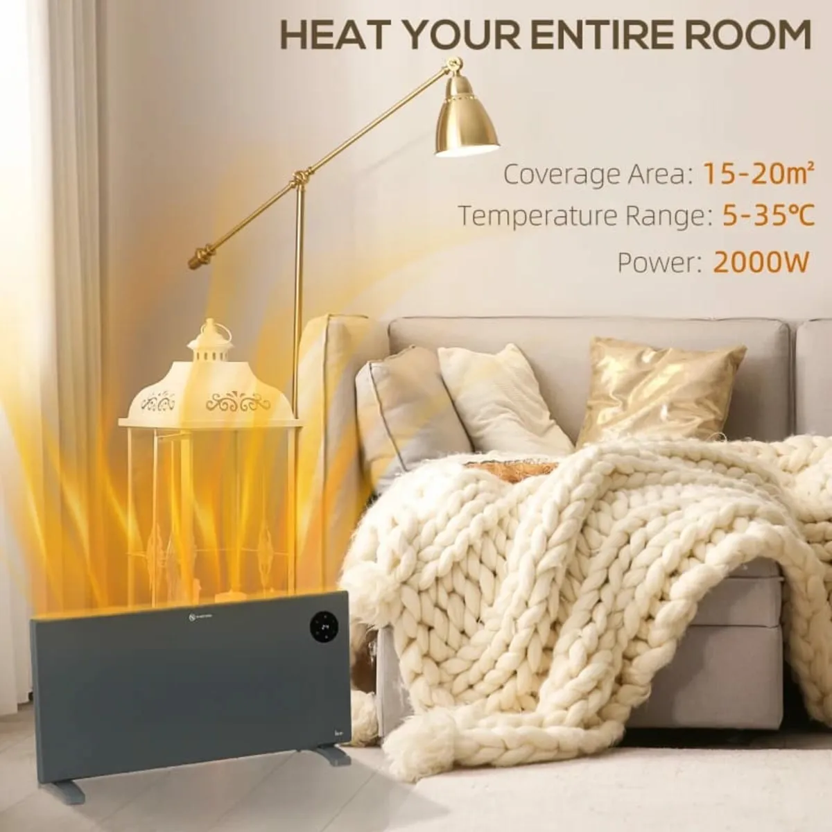 2000W Electric Convector Heater, Freestanding or W - Image 2