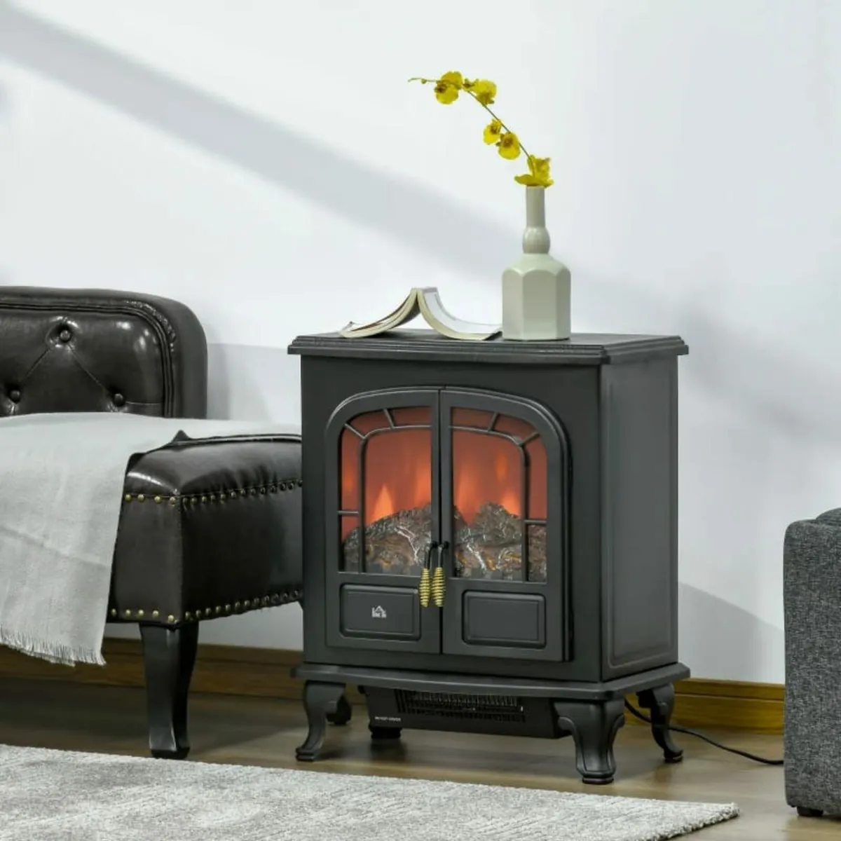 Electric Fireplace Stove Heater with LED Fire Flam - Image 2