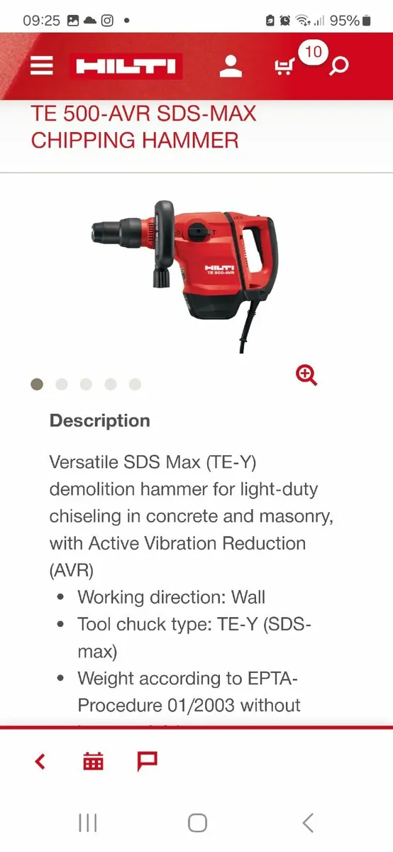 HILTI TE500 BREAKER/warranty 6-months - Image 3