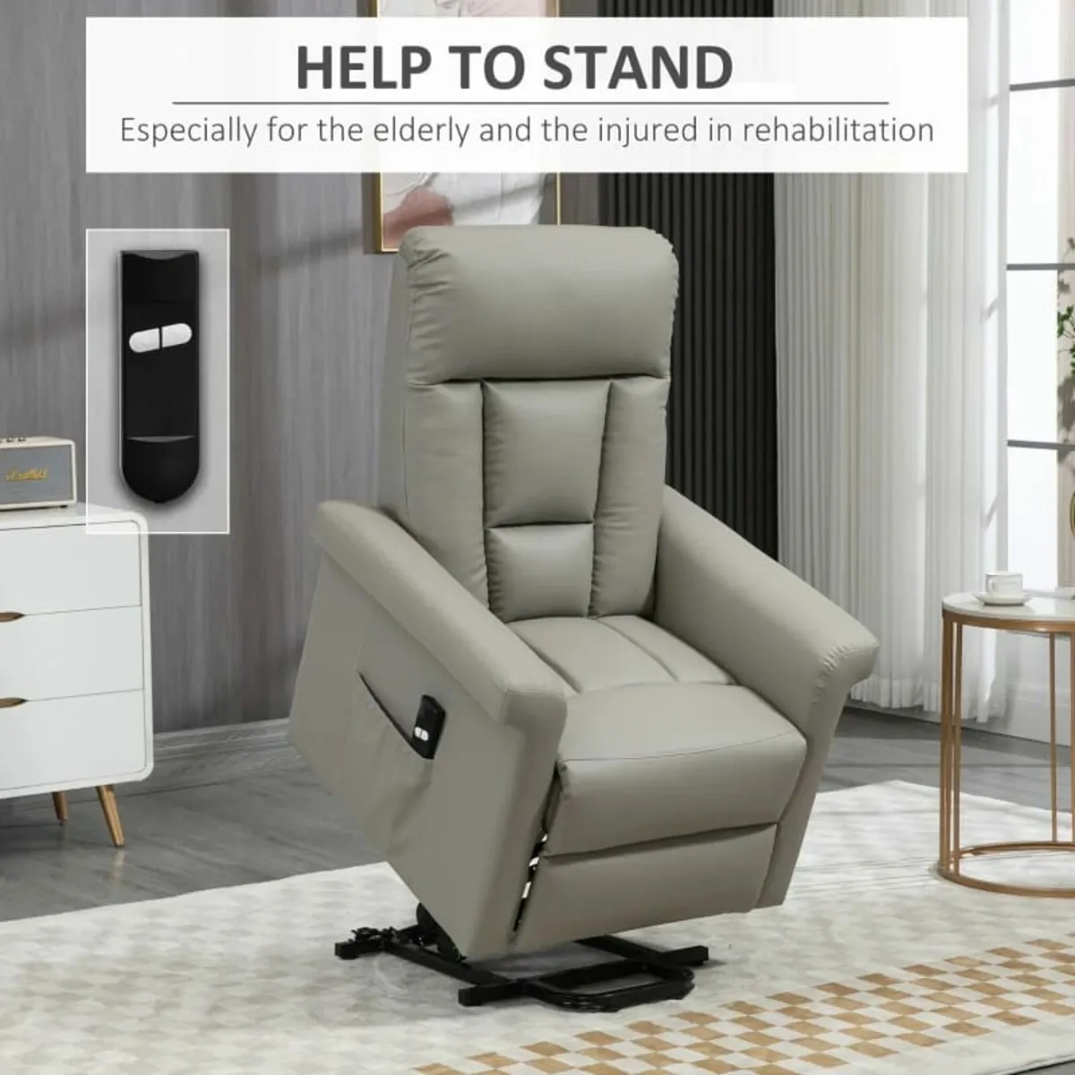 Power Lift Chair, PU Leather Recliner Sofa Chair f - Image 2