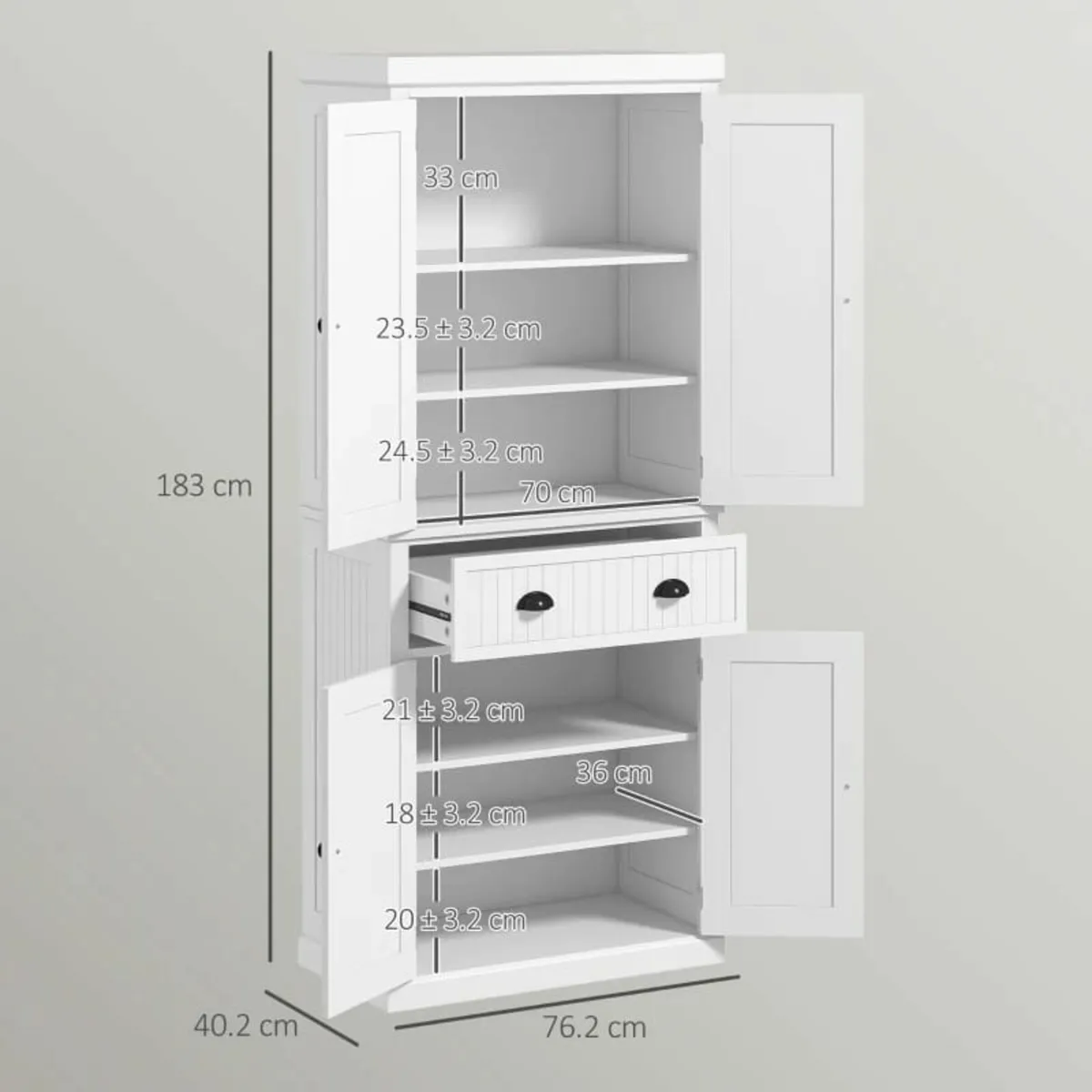 Freestanding Multi-Storage Kitchen Cabinet - White - Image 2