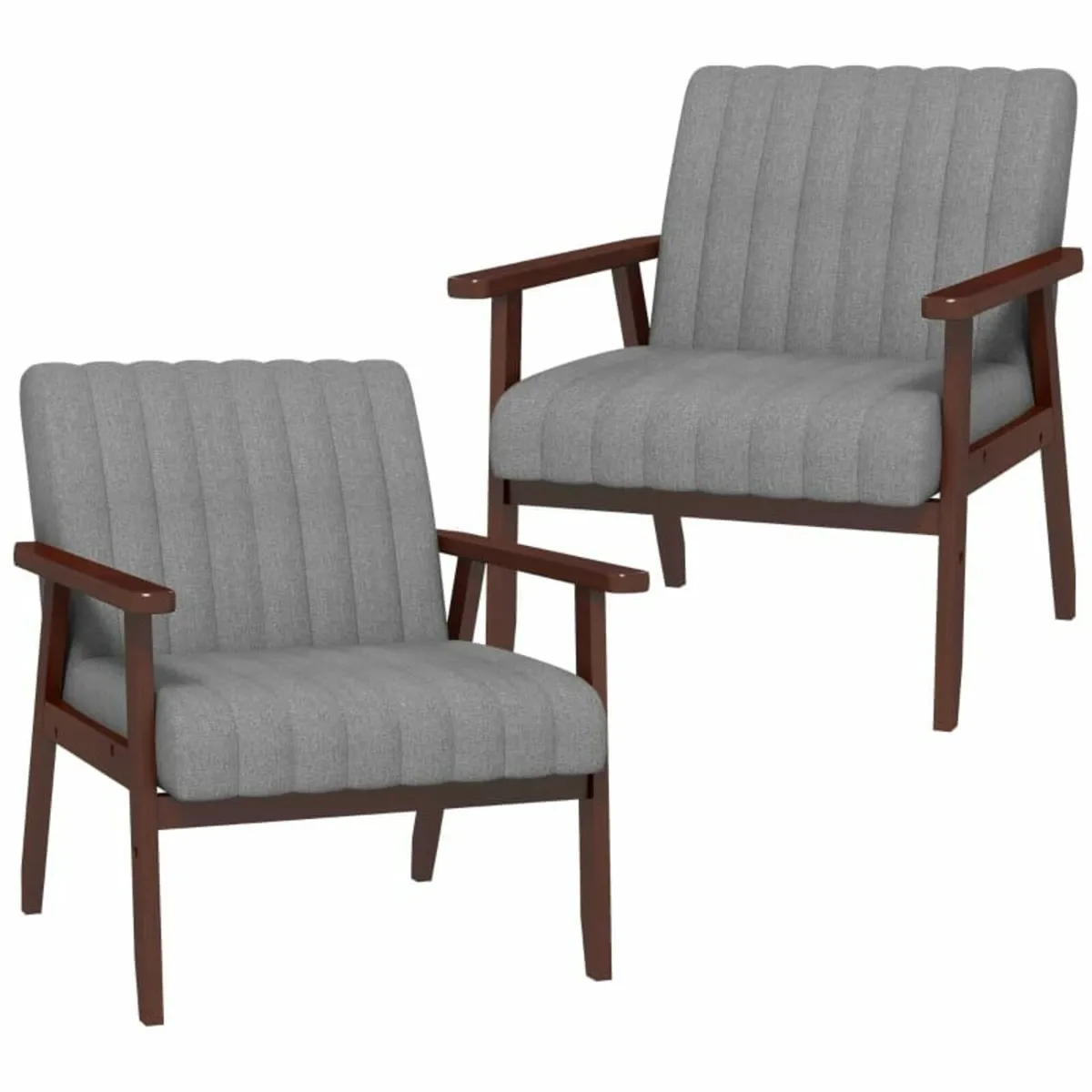Mid Century Accent Chairs Set of 2, with Wooden Le - Image 1