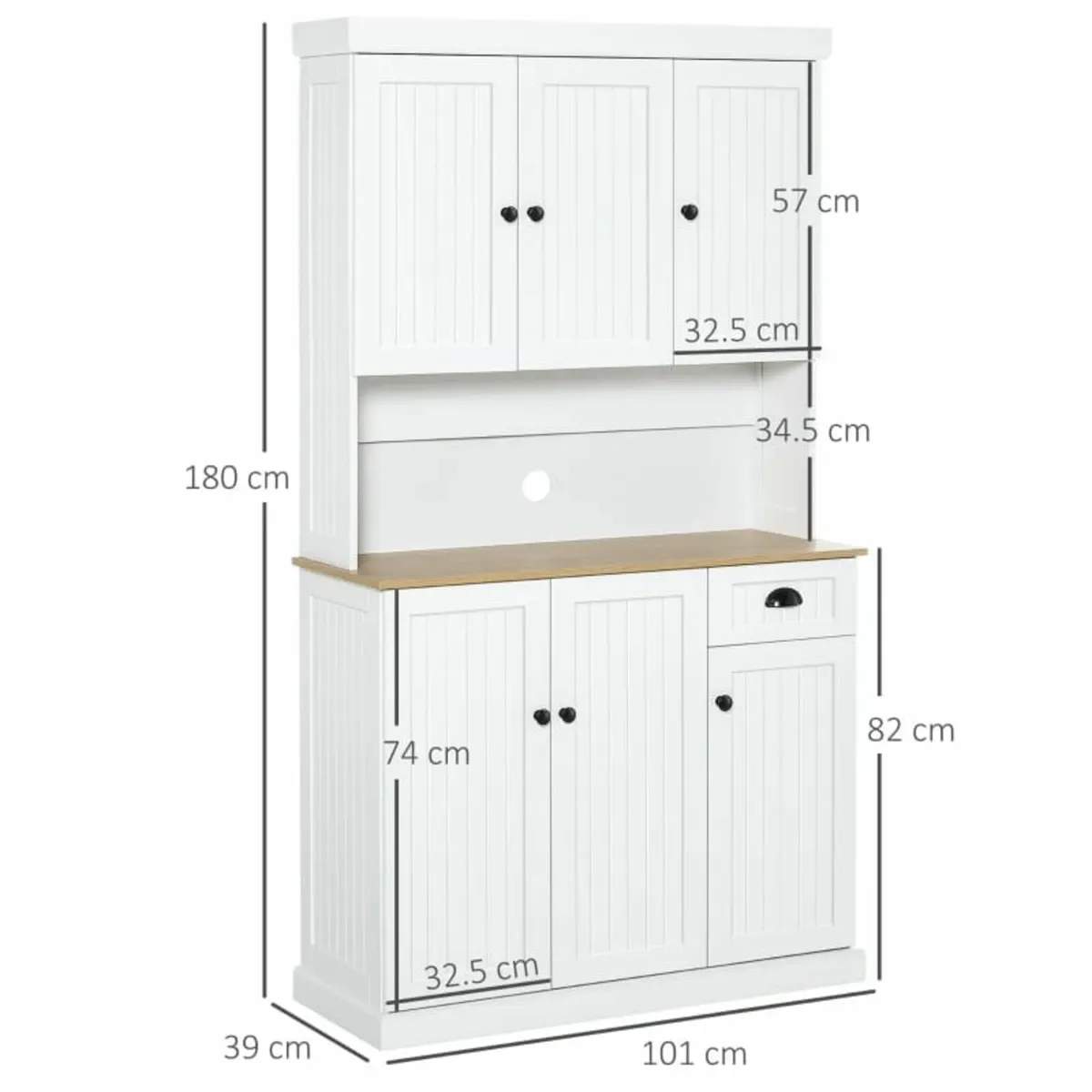 180cm Freestanding Kitchen Cabinet, Modern Storage - Image 2
