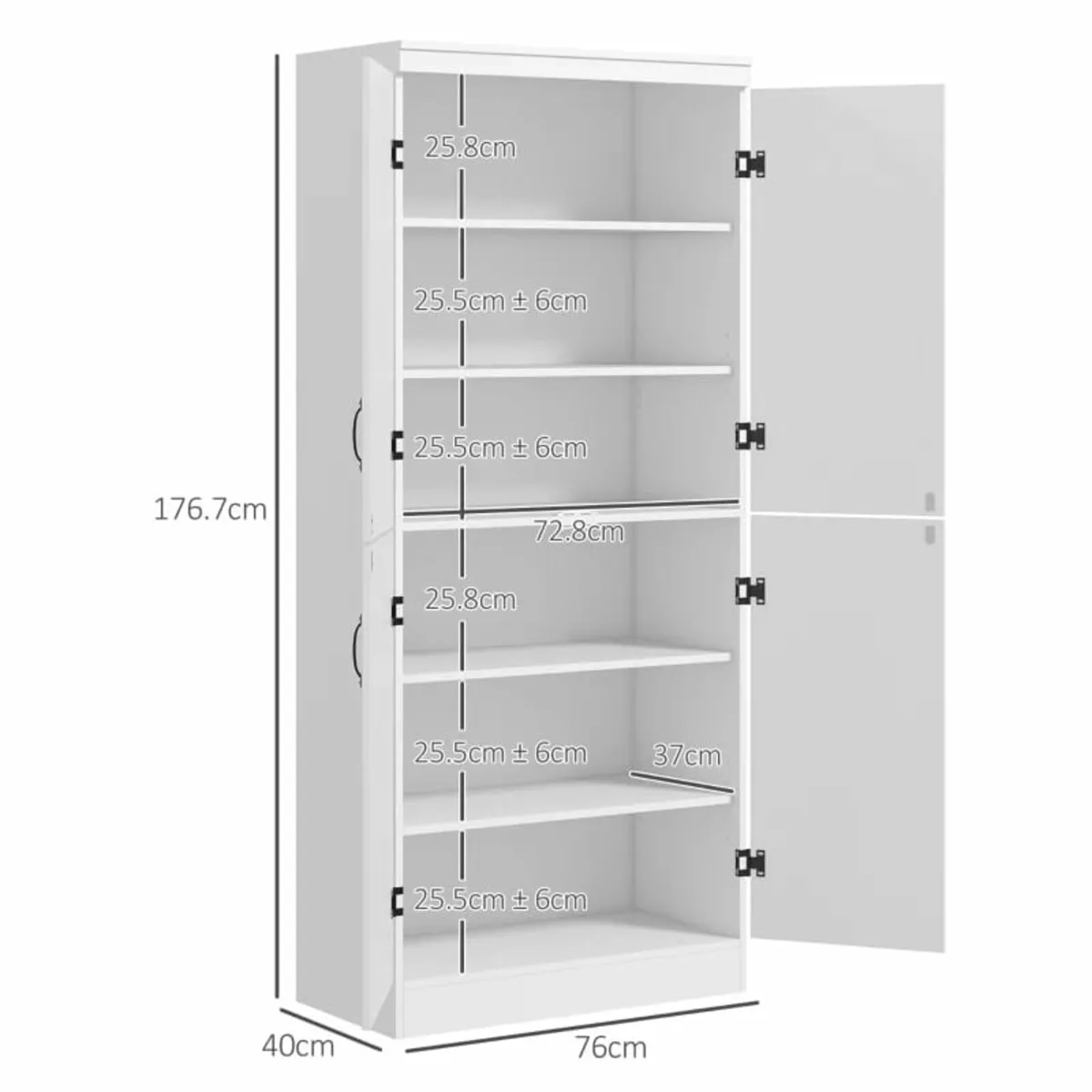 4-Door Tall Kitchen Cupboard, Freestanding 6-Tier - Image 3