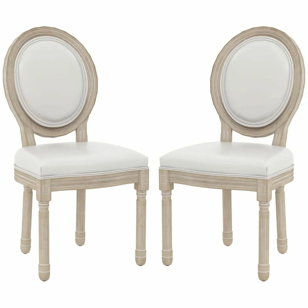 Set of Two French Style Wooden Dining Chairs - Cre - Image 1