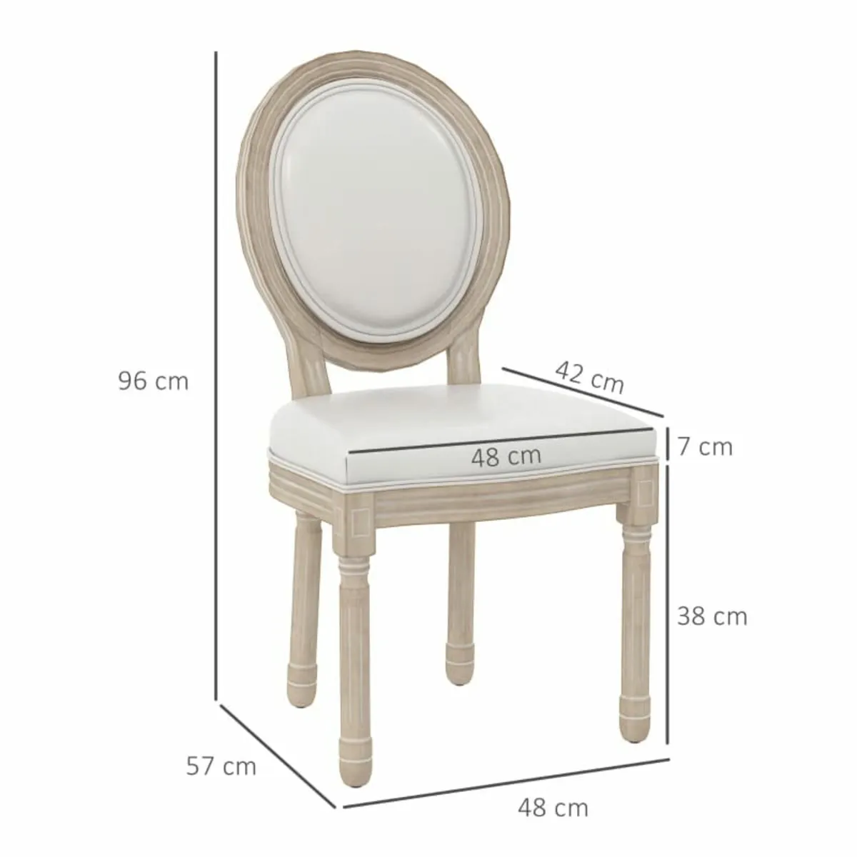 Set of Two French Style Wooden Dining Chairs - Cre - Image 2