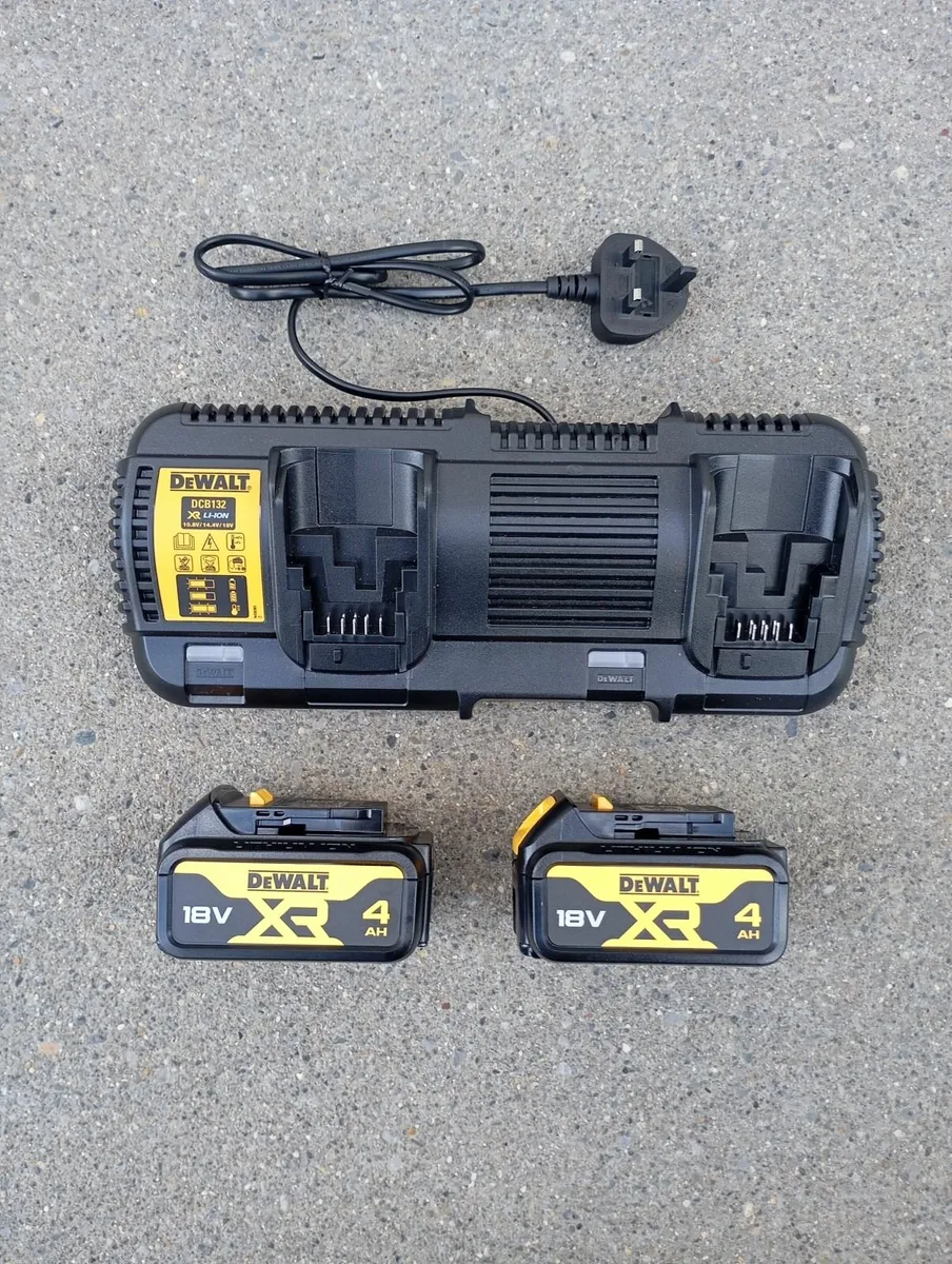 DeWalt Dual Charger and Batteries (New) - Image 1