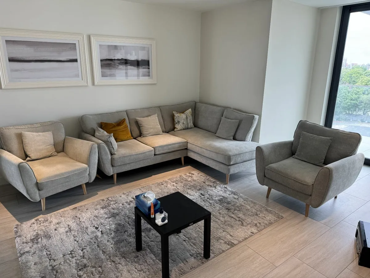 Sofa with Chaise and matching Arm Chairs - Image 1