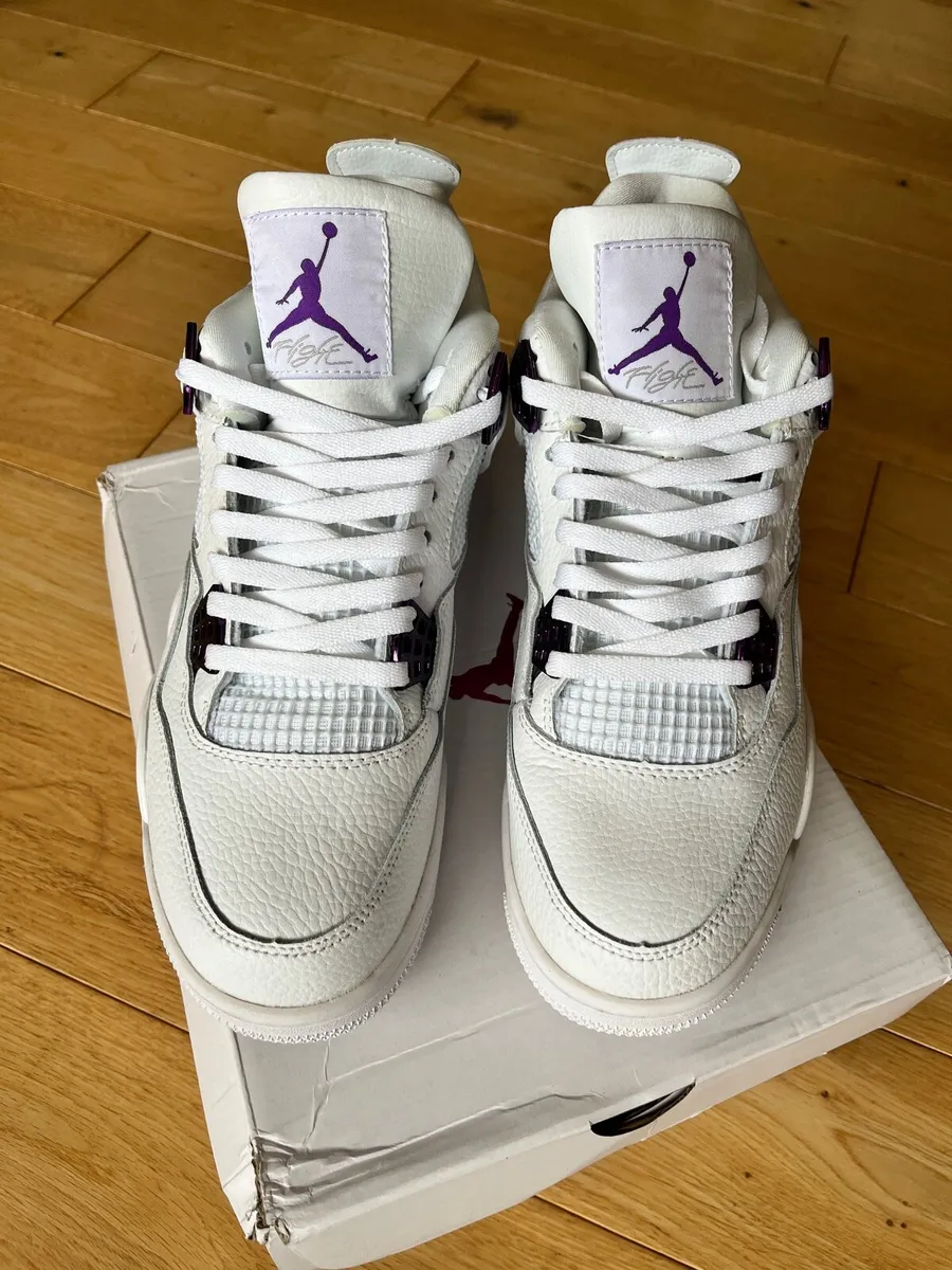 Air Jordan Retro 4 White/Purple - Image 1