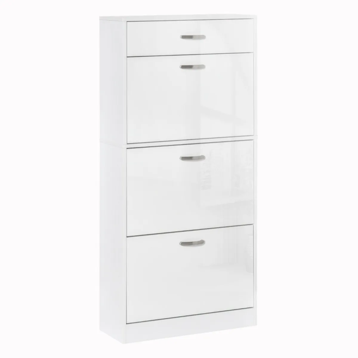 Shoe Cabinet with 3 Flip Drawers, High Gloss Shoe - Image 1