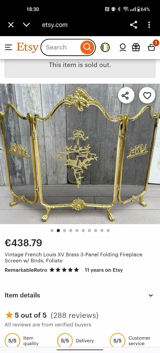 Vintage French Style  Solid Brass fireguard - Image 4