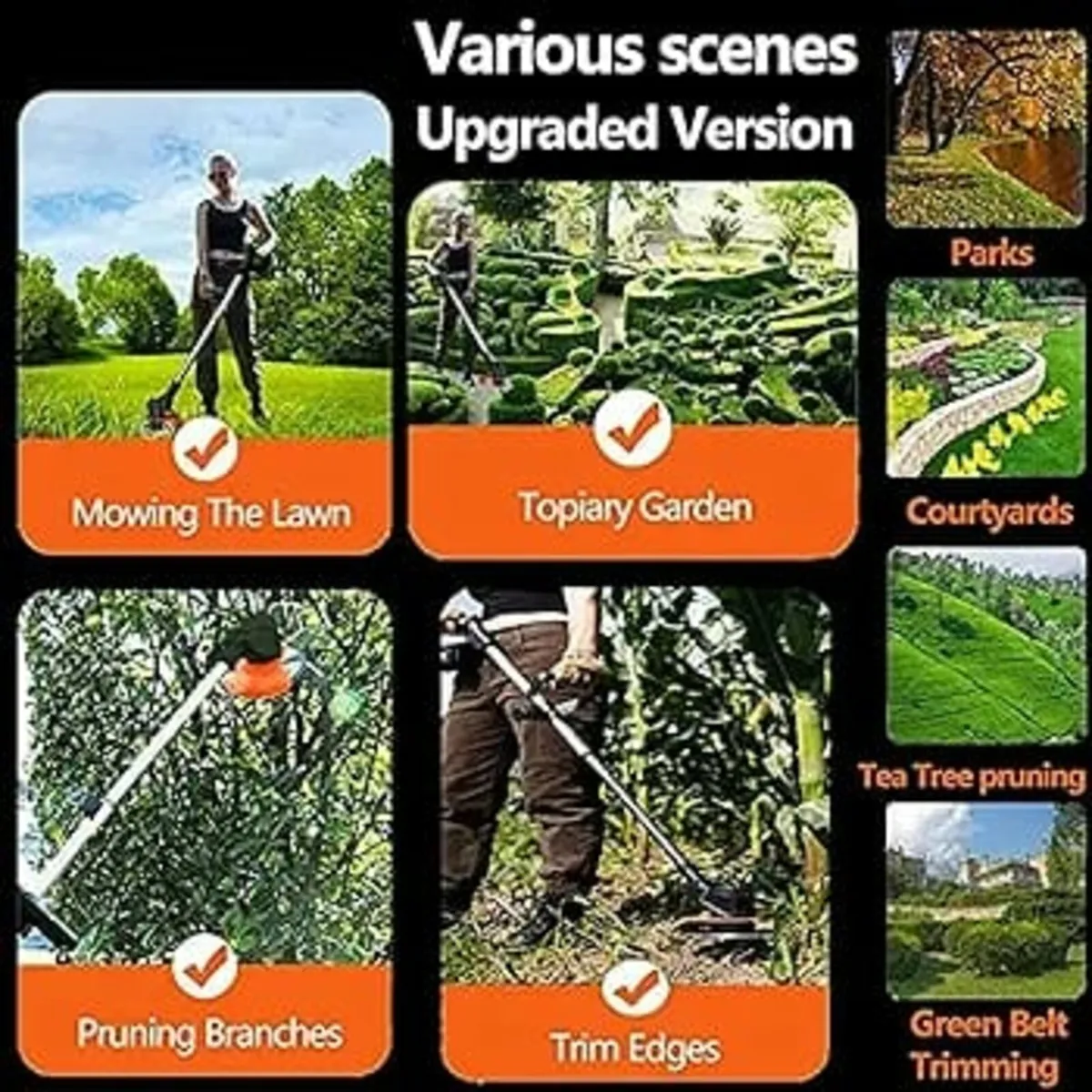 Metal Blade Strimmer 21V Cordless Grass Trimmer, C - Image 4