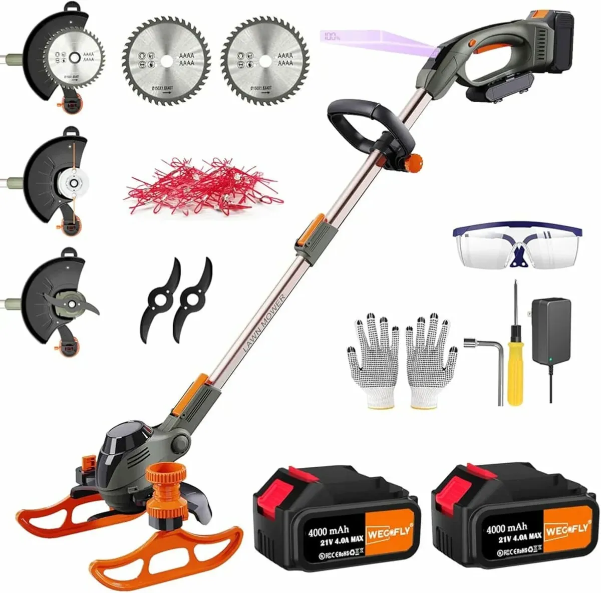 Grass Trimmer, with (21V 2x4.0Ah & Charger), 4-in- - Image 1