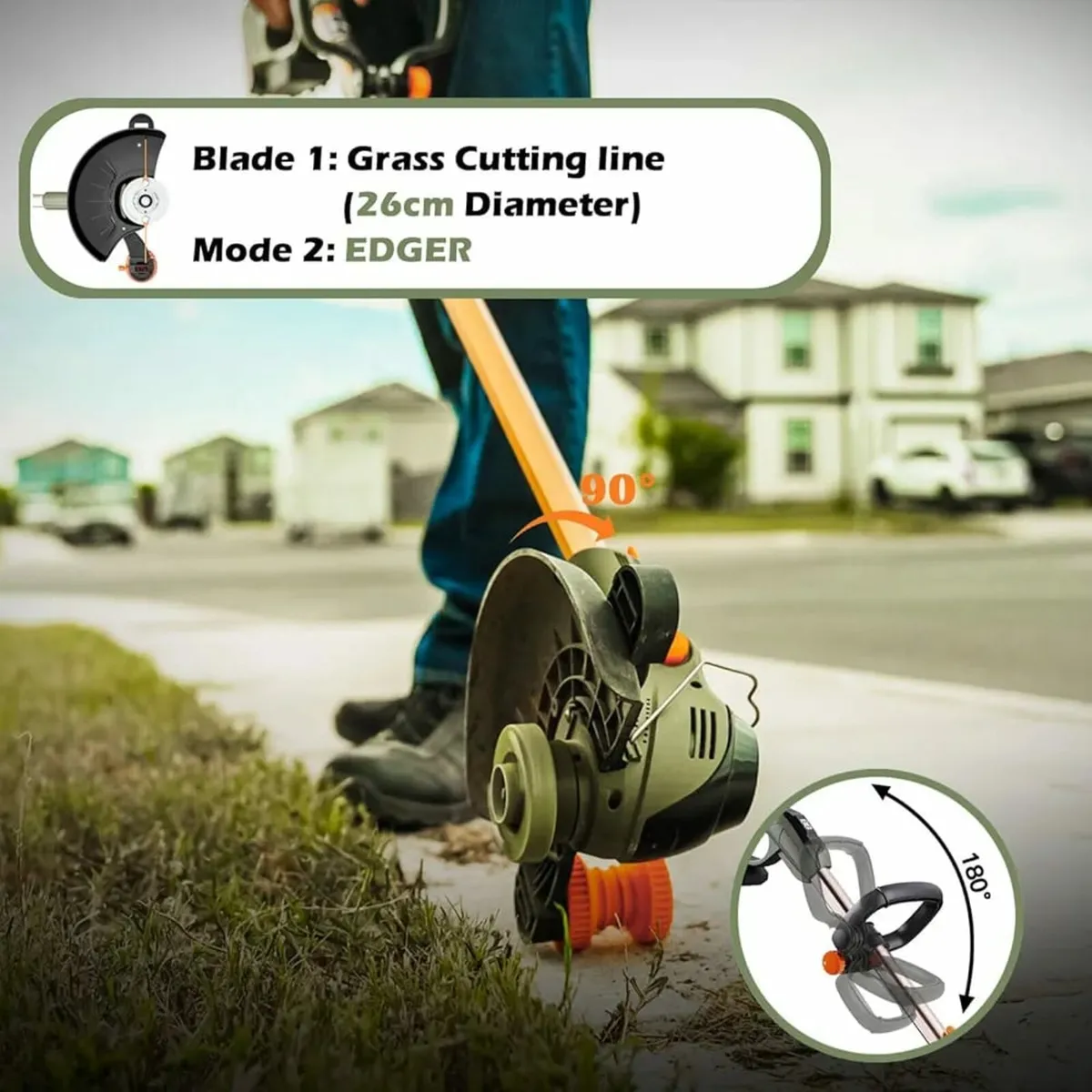 Grass Trimmer, with (21V 2x4.0Ah & Charger), 4-in- - Image 2