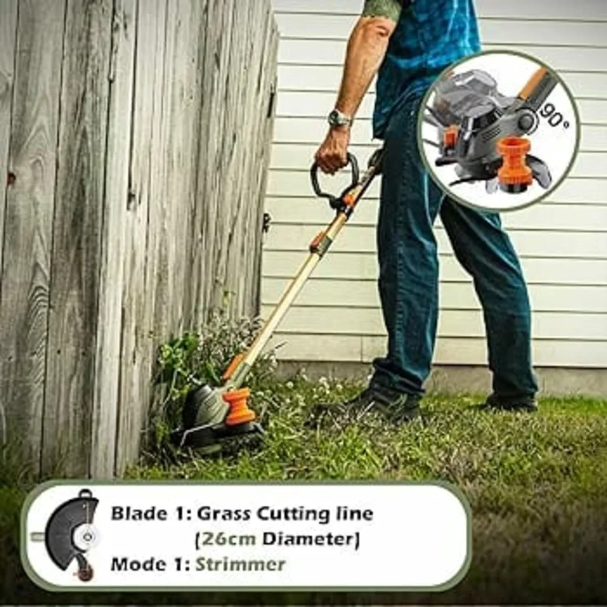Grass Trimmer, with (21V 2x4.0Ah & Charger), 4-in- - Image 3