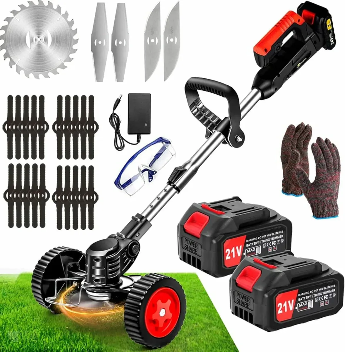 Cordless Strimmer 21v Garden Strimmer with 2pcs 4. - Image 1