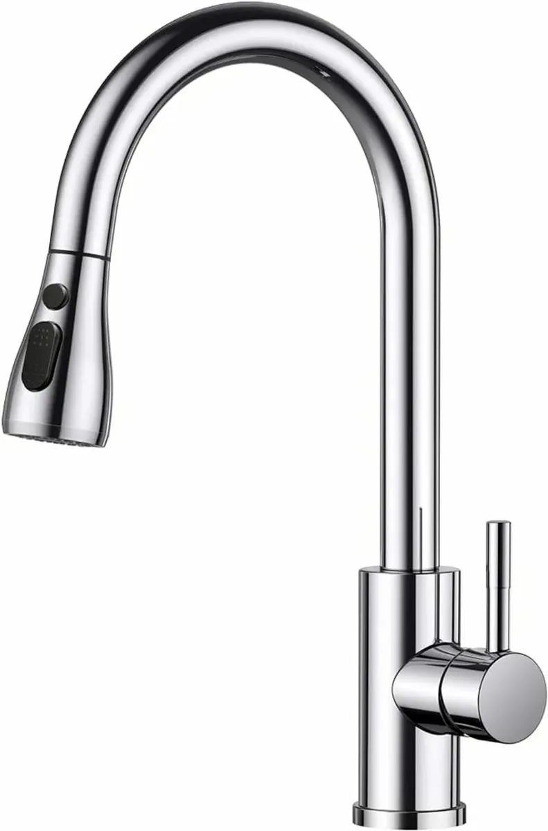 Sink Taps Mixer with Pull Out Spray, Swivel Single - Image 1