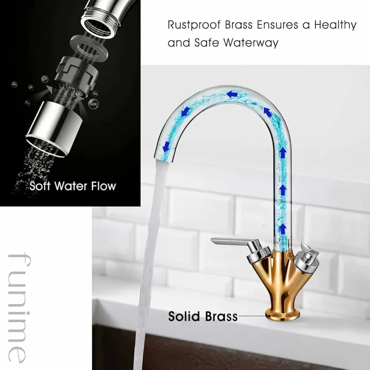 Kitchen Sink Mixer Taps Monobloc Swivel Spout Chro - Image 4