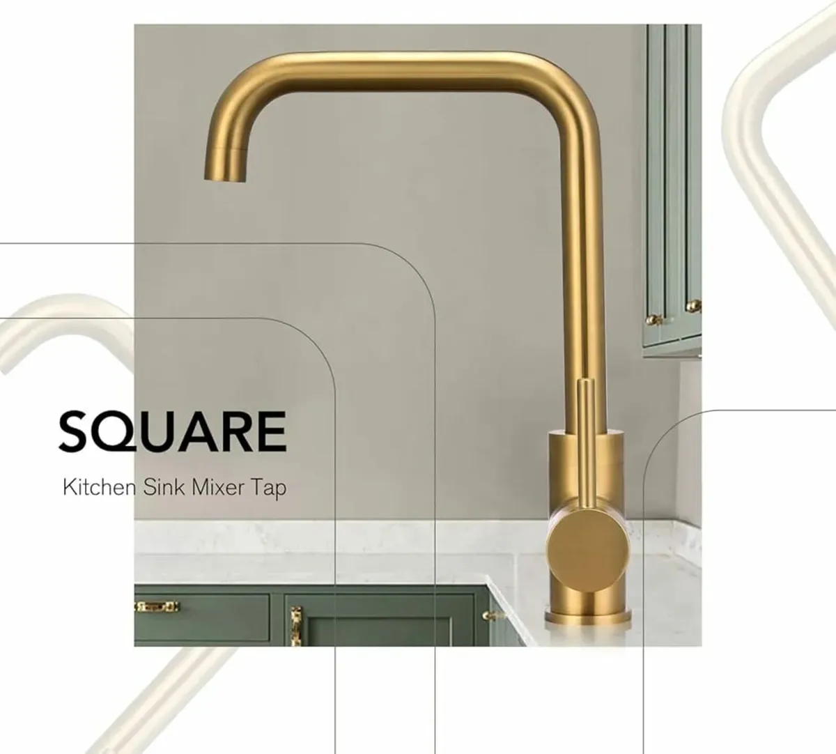 Mixer Tap Gold 360 Swivel Spout with Aerator Recta - Image 2