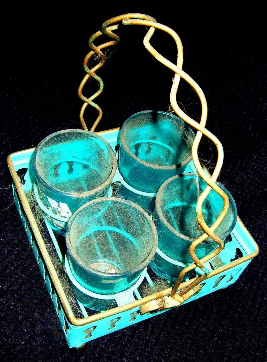 Vintage Shot Glasses & Caddy - Image 1