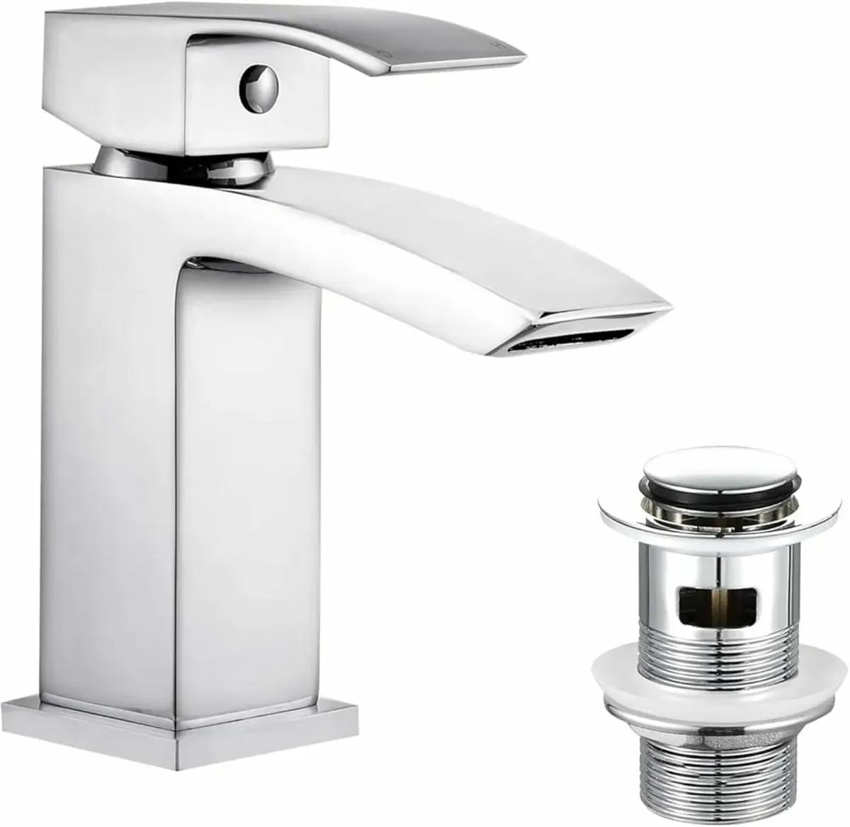 Basin Taps Waterfall with Pop up Waste Square Bath - Image 1