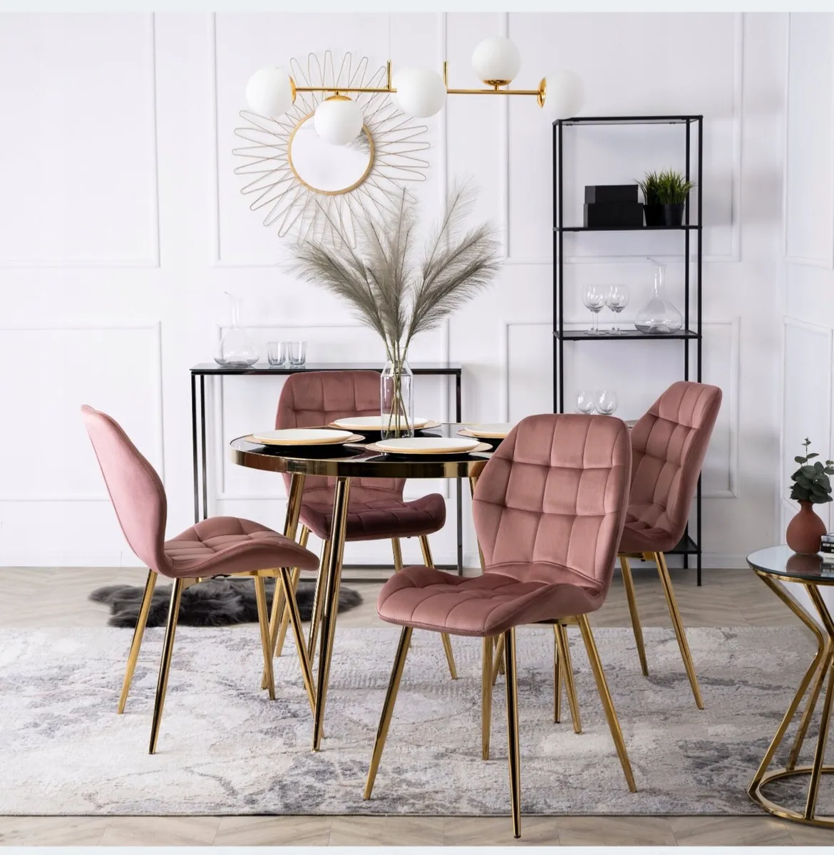 4 Glamour Chair Upholstered Living Room Dining Roo - Image 1