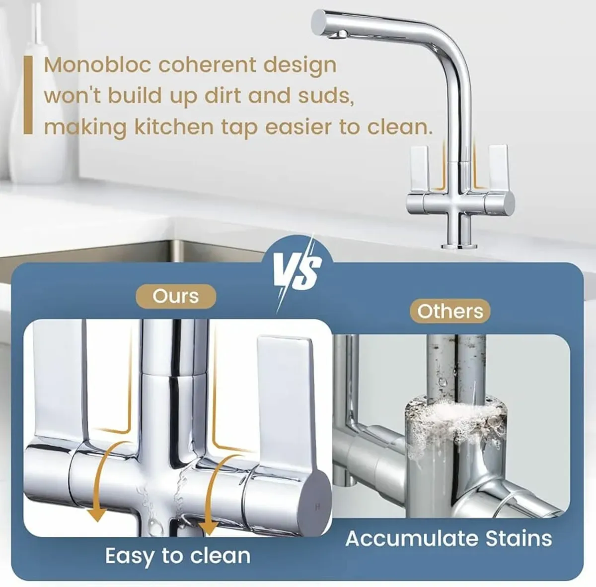 Hapilife Kitchen Sink Mixer Taps Special Dual Leve - Image 4