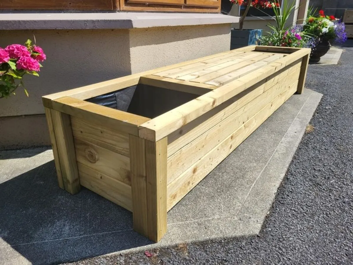 8ft bench with planters - Image 2