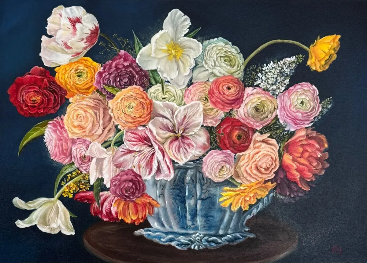 Oil painting flowers - Image 1