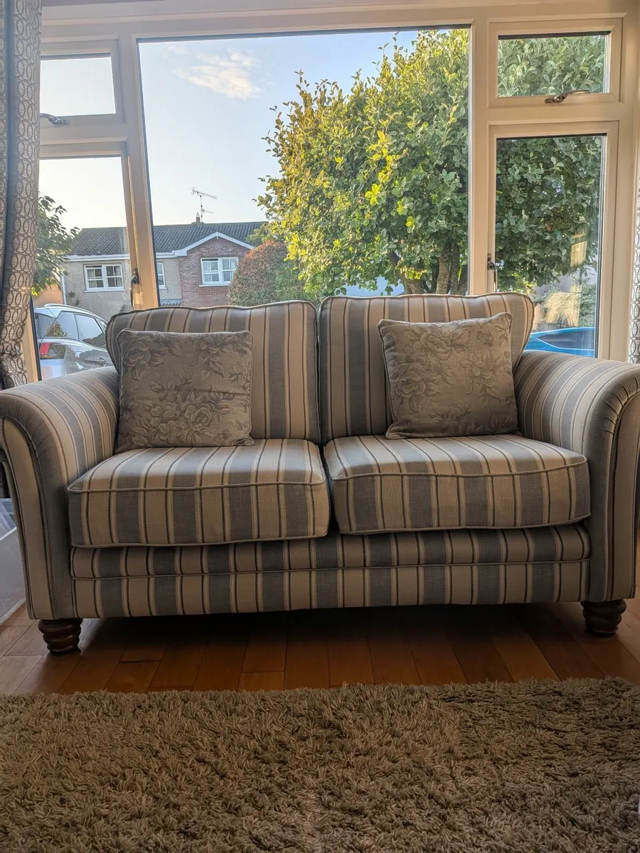 2 seater sofa with matching footstool - Image 1