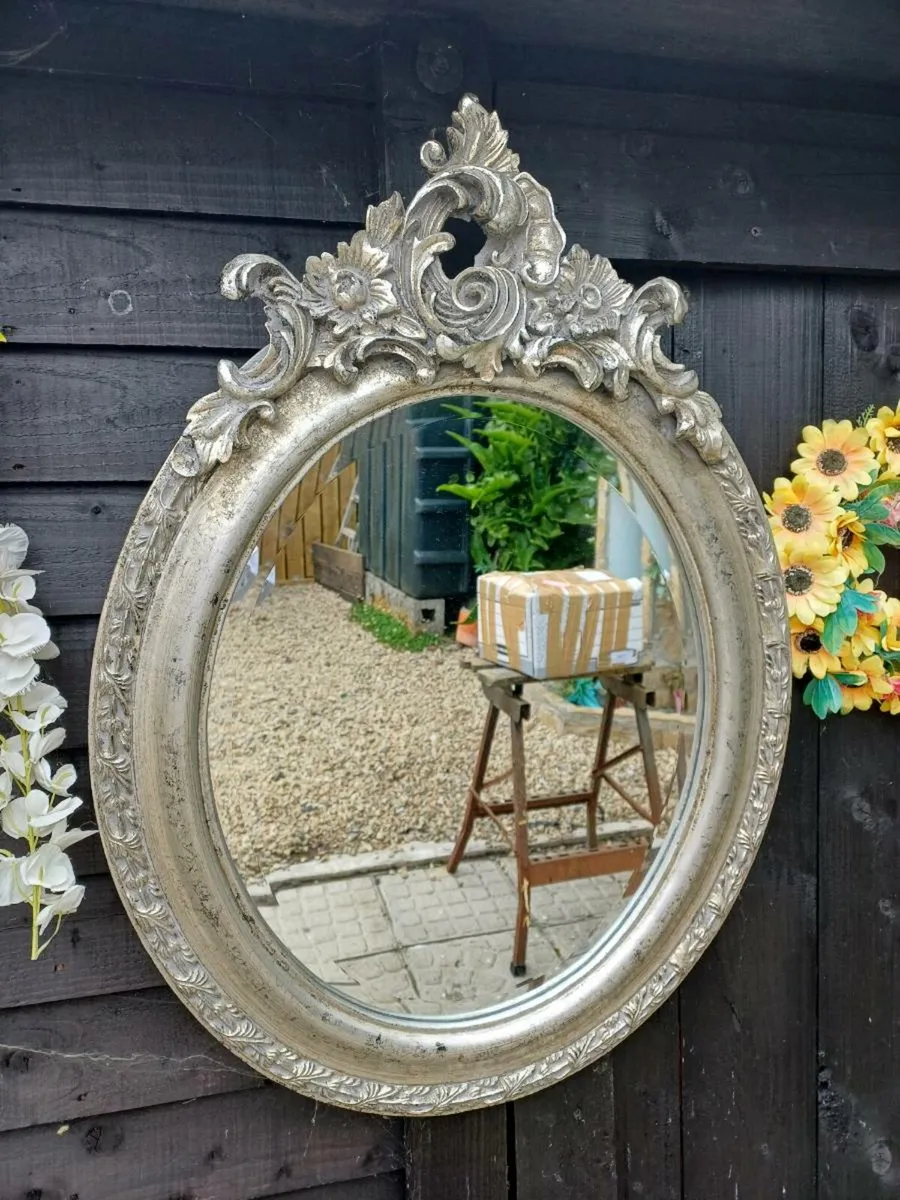 Vintage Silver Wall Mirror - Image 1