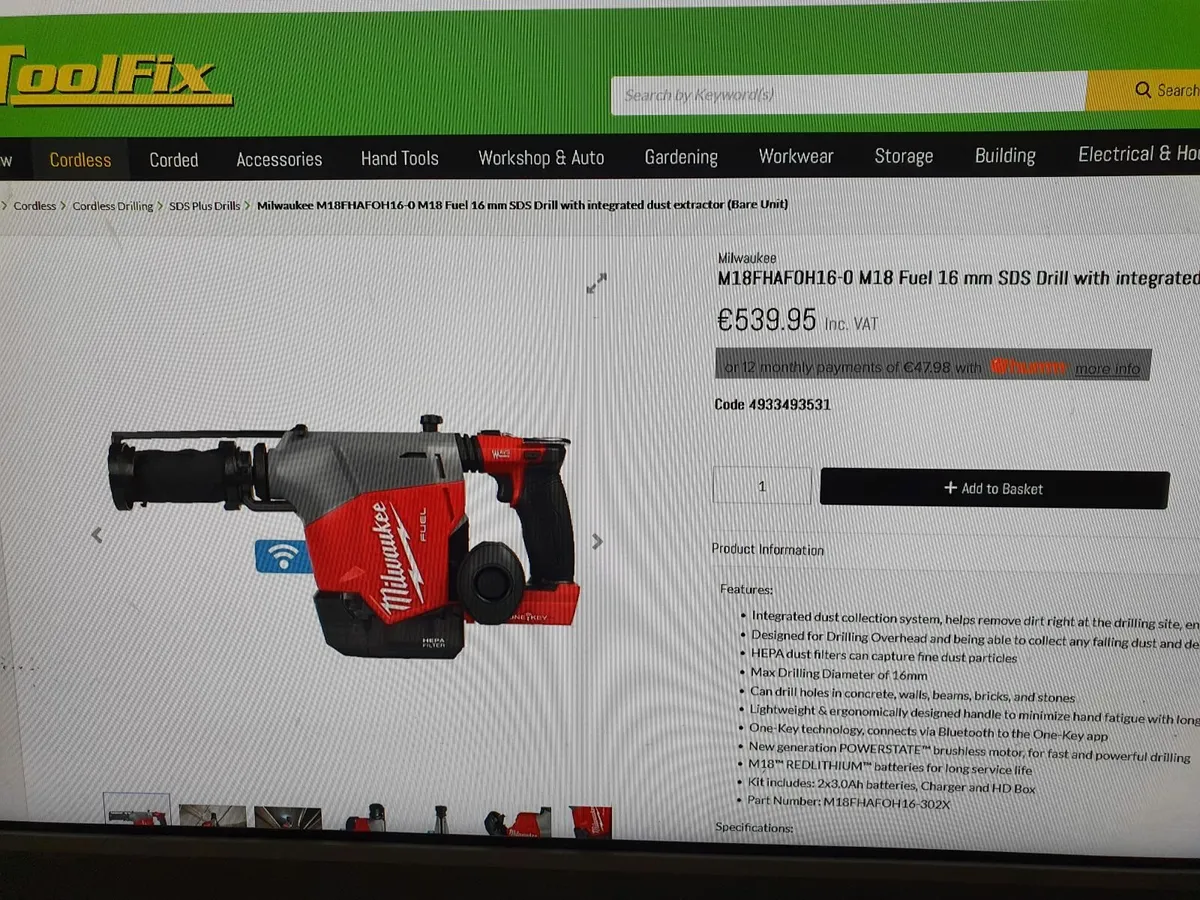 M18 Milwaukee Fuel Overhead SDS Drill + Bits - Image 2