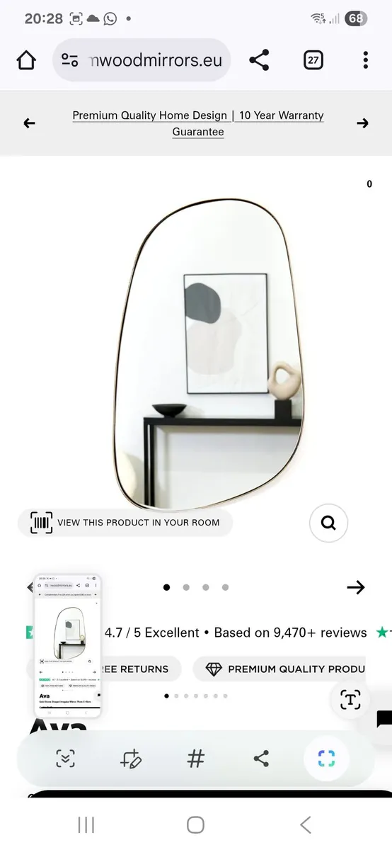 William Wood Irregular Shape Gold Mirror - New - Image 1