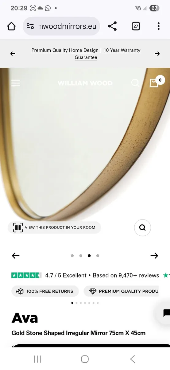 William Wood Irregular Shape Gold Mirror - New - Image 3