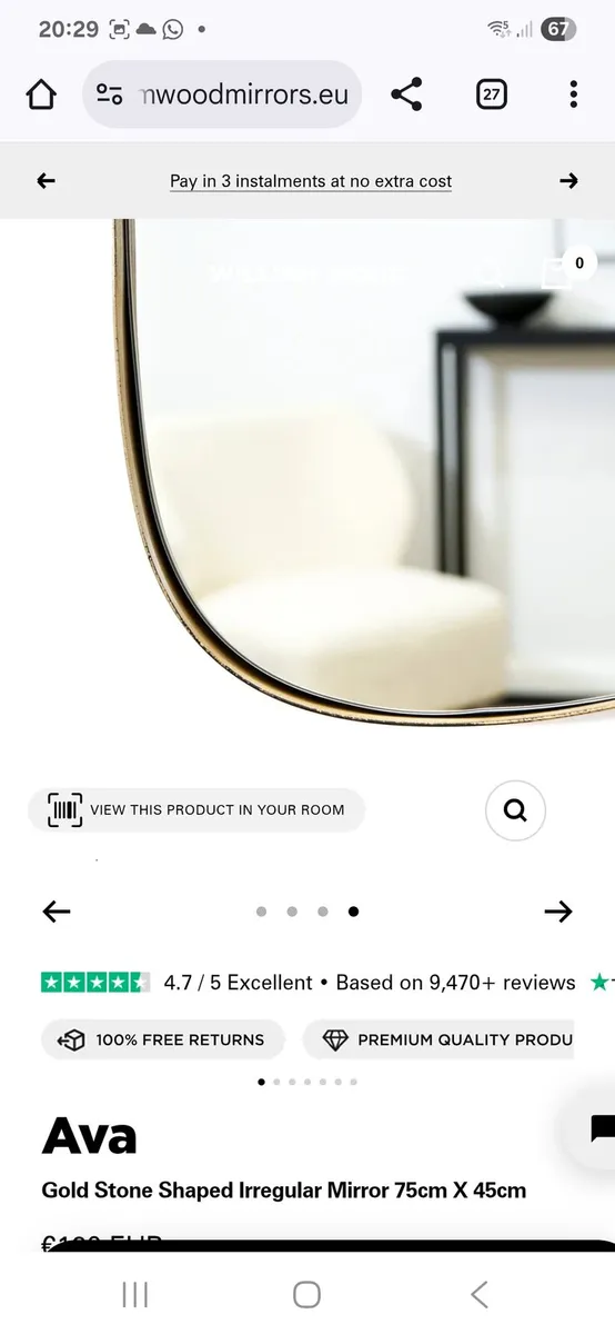 William Wood Irregular Shape Gold Mirror - New - Image 4
