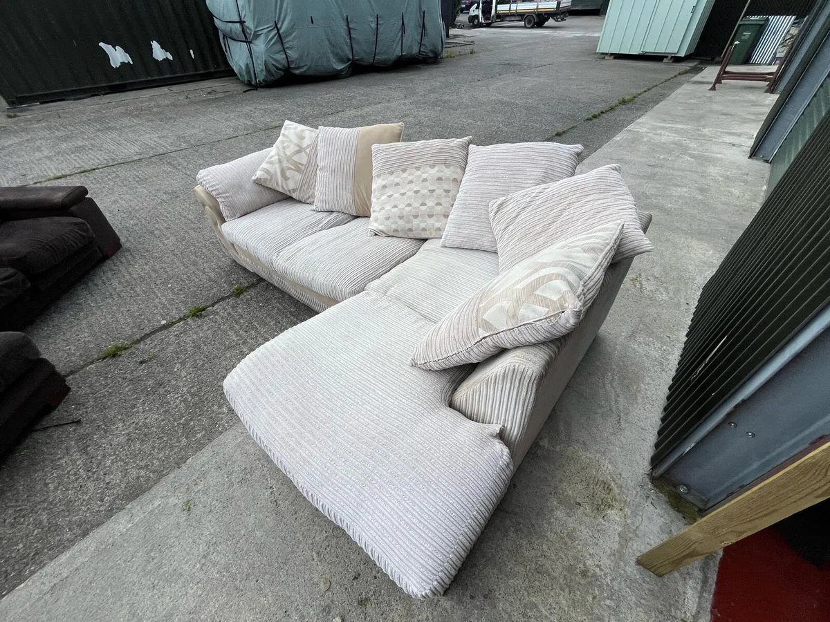 Beige corner sofa set large couch - Image 3