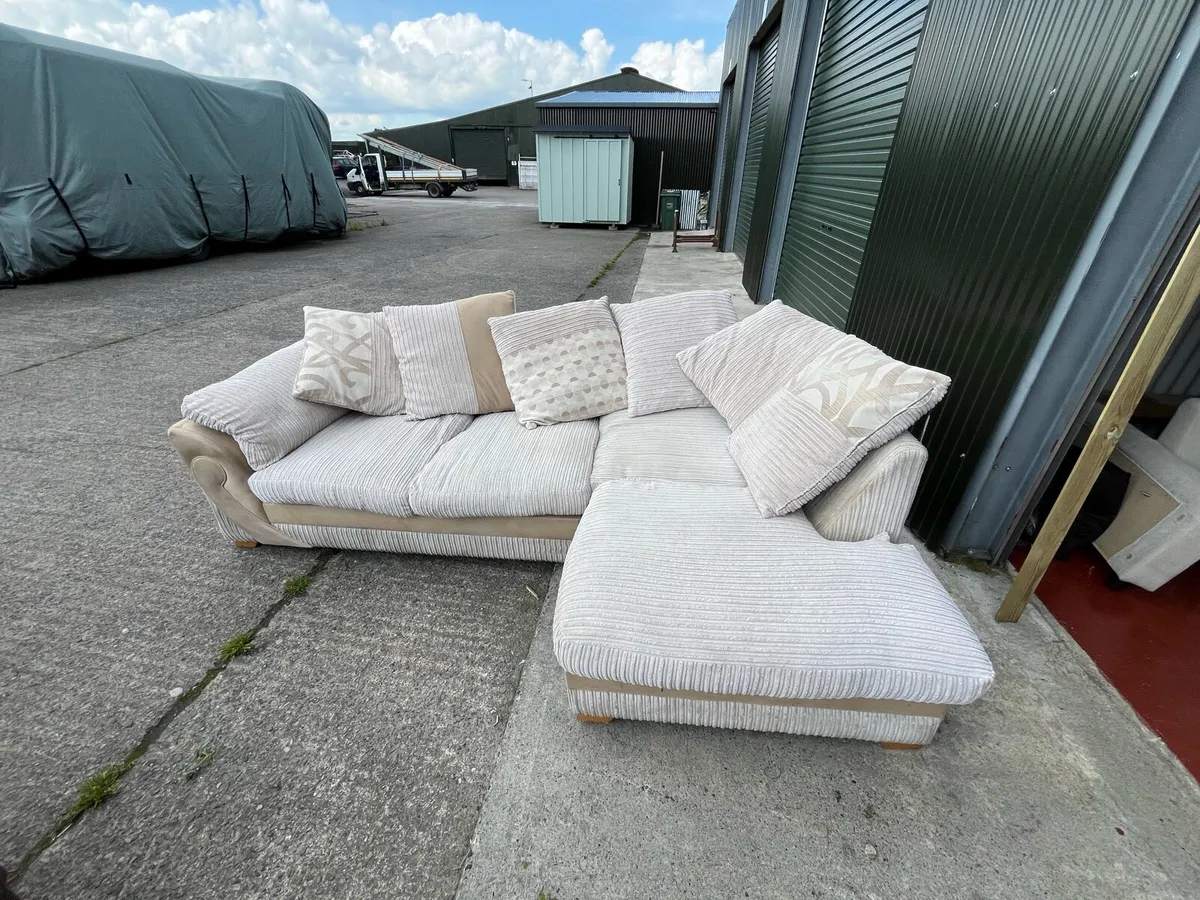 Beige corner sofa set large couch - Image 4