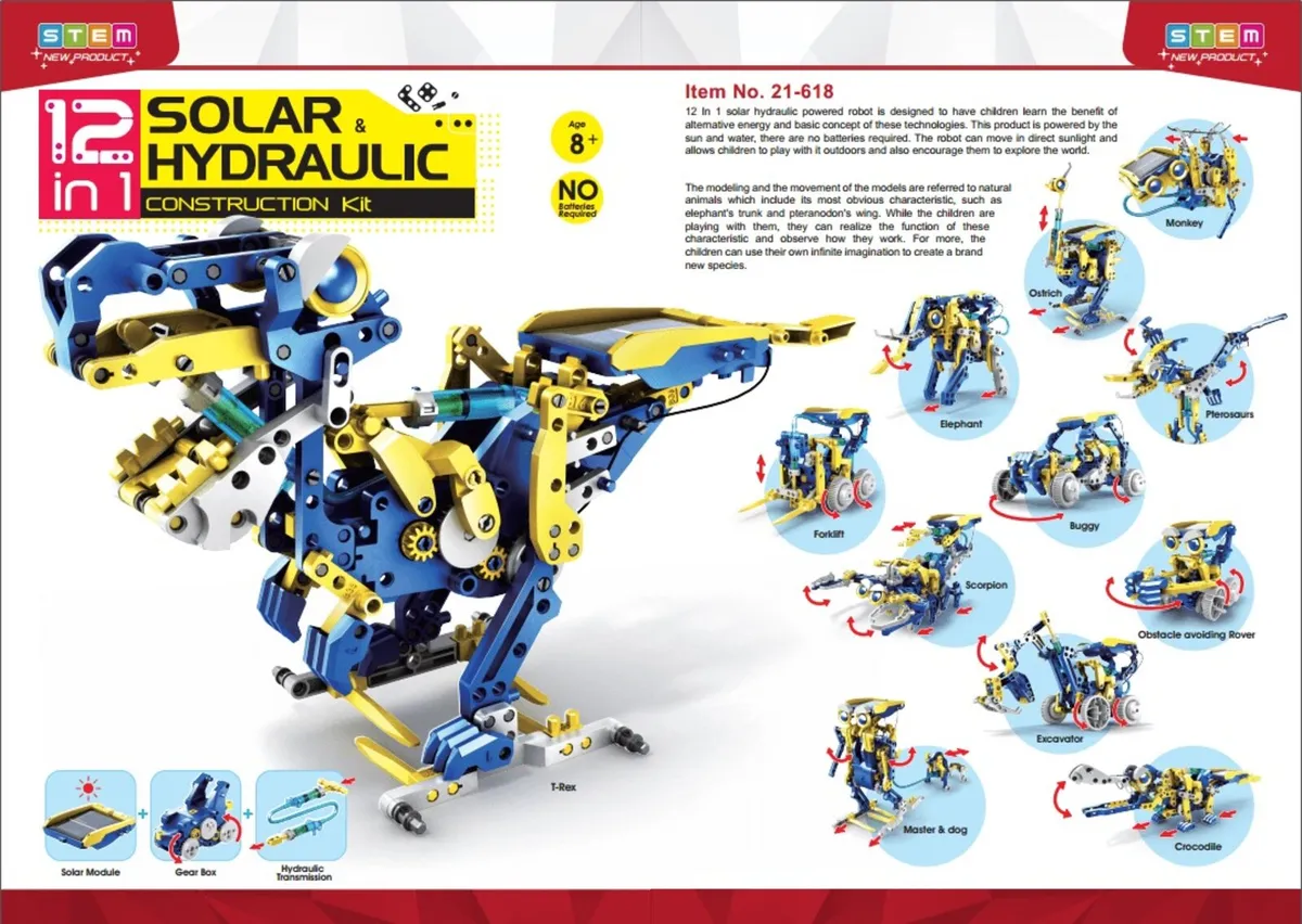 Toys New 12 in 1 Solar Hydraulic - Image 3