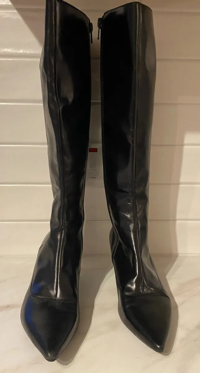 Nine West Black Leather Knee High Boots - Image 1