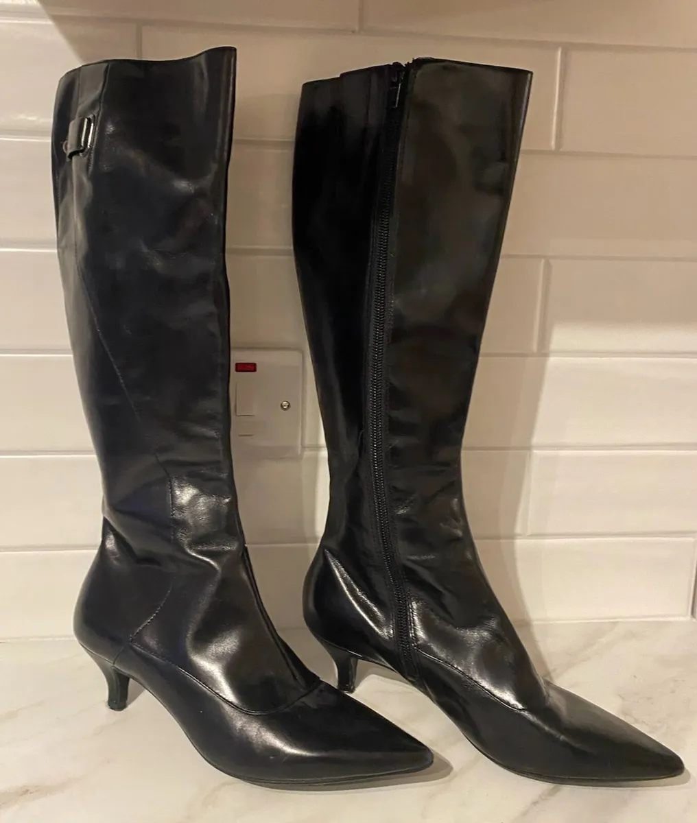Nine West Black Leather Knee High Boots - Image 2