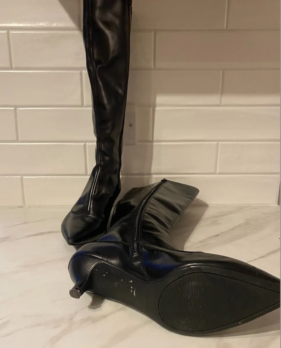 Nine West Black Leather Knee High Boots - Image 3