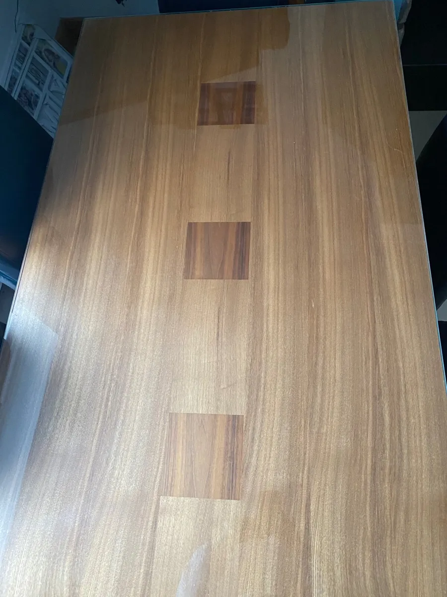 Solid wood table with glass top 8 chairs - Image 3