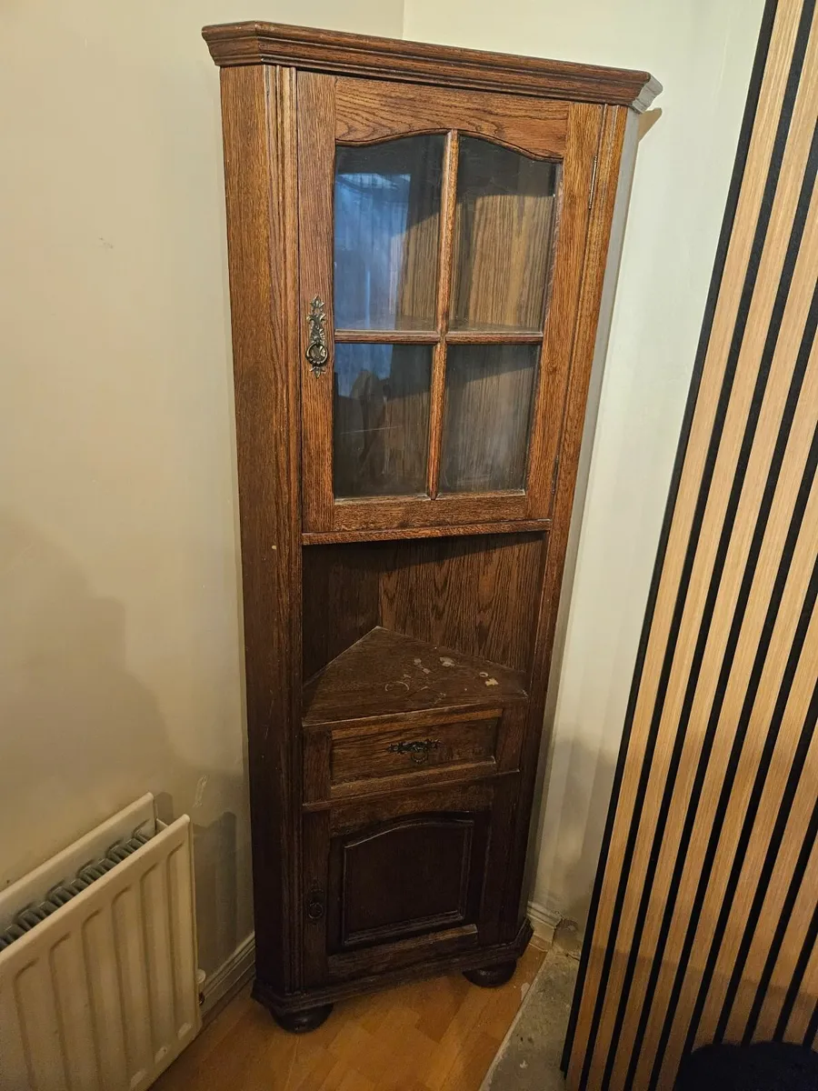 Solid Wood Corner Cabinet – Lovely Vintage Look - Image 1