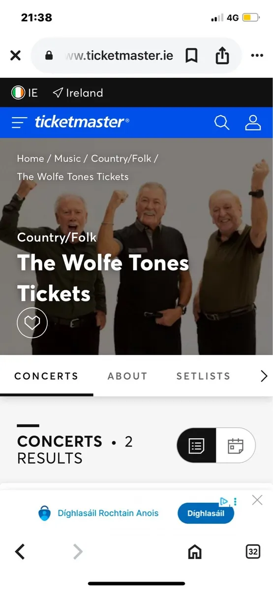 Wolfe Tones Golden Circle Ticket
