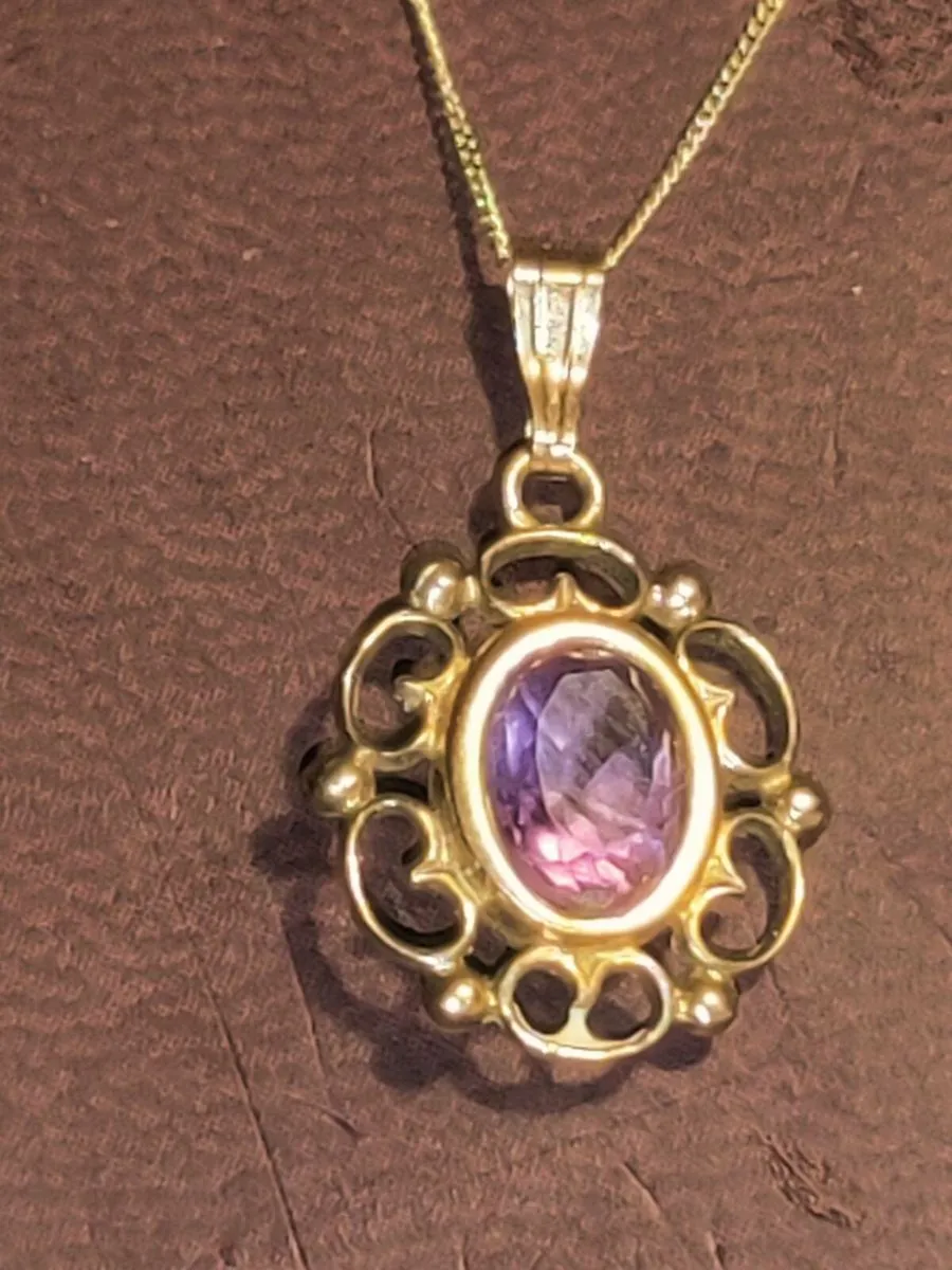 EDWARDIAN OVAL AMETHYST, 9CT Gold 18"Necklace ! - Image 3