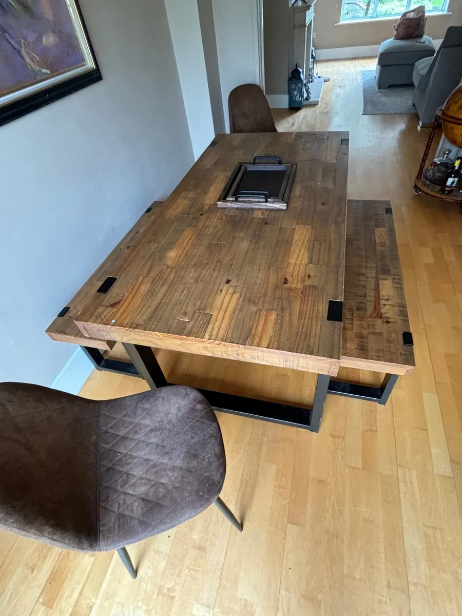 Natural and Black Jefferson Solid Pine table bench - Image 1