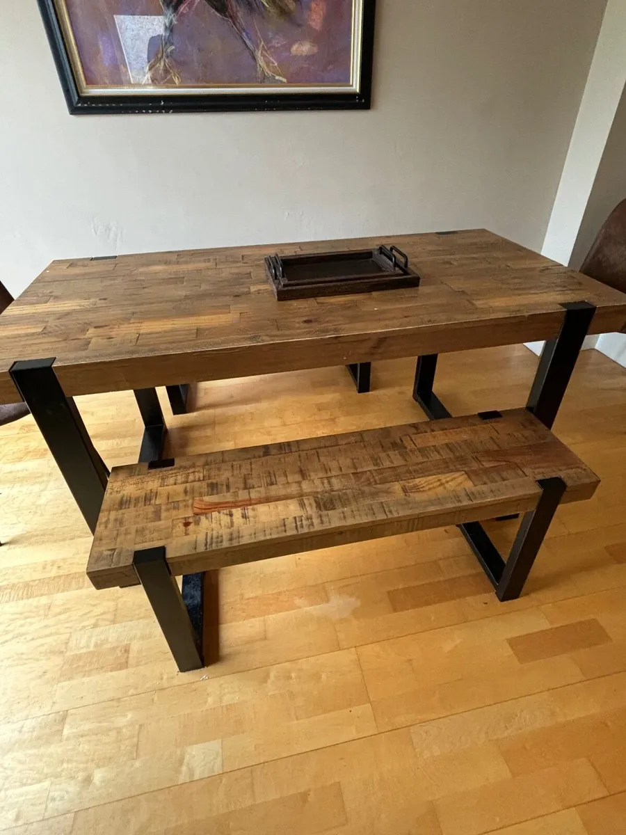 Natural and Black Jefferson Solid Pine table bench - Image 2
