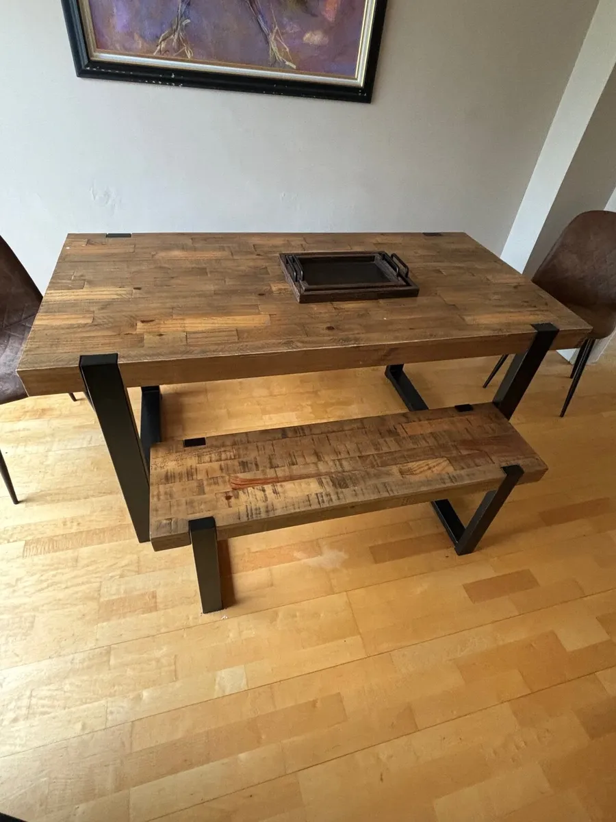 Natural and Black Jefferson Solid Pine table bench - Image 3
