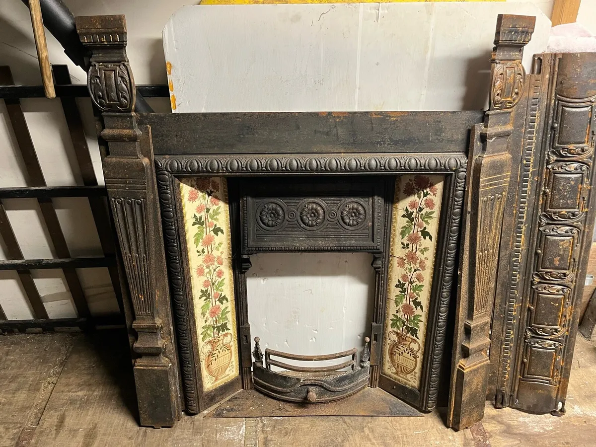 Antique metal fireplace - Image 1